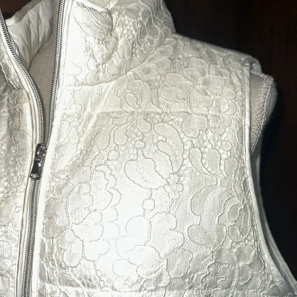 Ruby Rd. Women's Full Zip Lace Puffer Vest‎ White Size 16 EUC